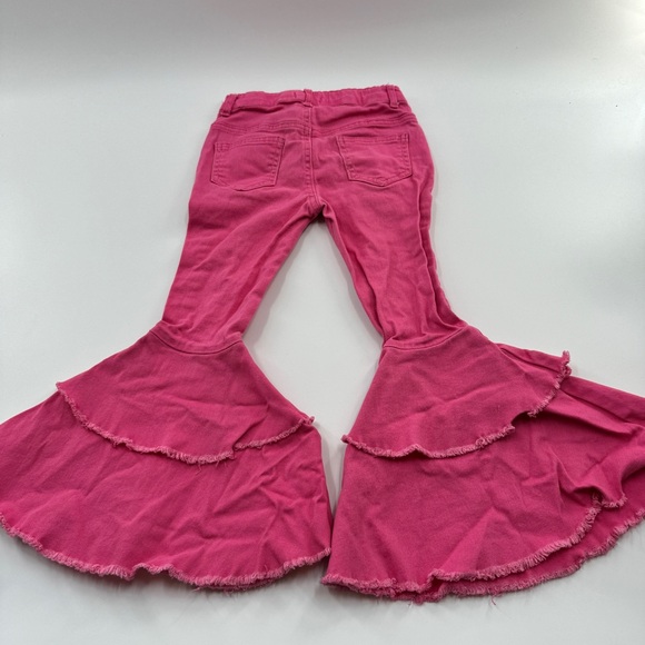 Love Cottage Apparel Pink Stretchy Bell Bottom Jeans – Size 5/6, Ruffle Flare - Picture 5 of 6